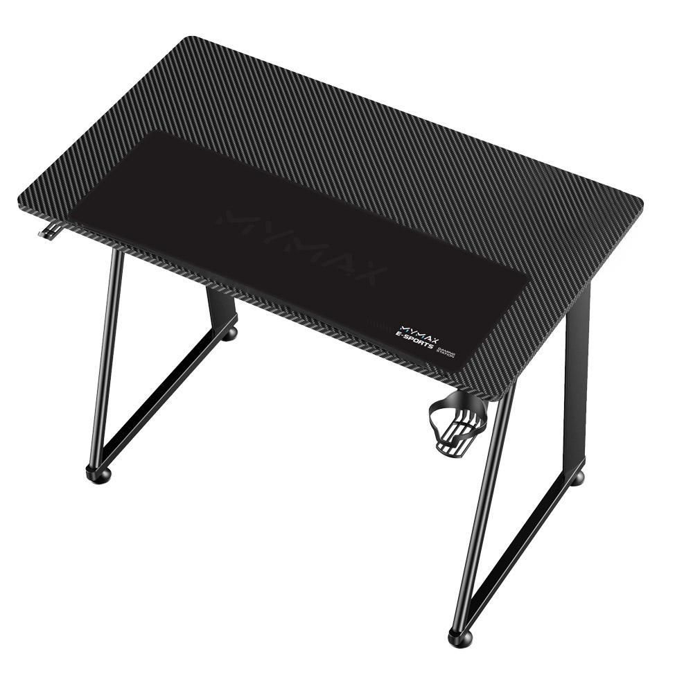 Mesa Gamer Mymax MX100 RGB Carbono Com Porta Copo