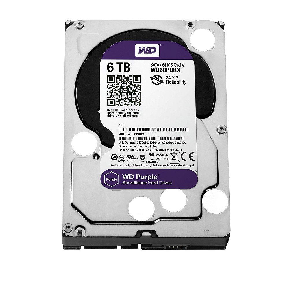 Detalhes de HD Sata Western Digital Purple 6TB  Sugerido pela Intelbras!