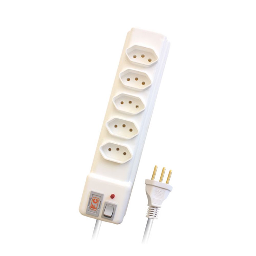 Filtro de Linha FC 5 Tomadas Flat Comprimento Bivolt Branco 