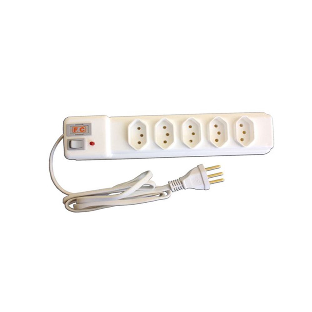Detalhes de Filtro de Linha FC 5 Tomadas Flat Comprimento Bivolt Branco 