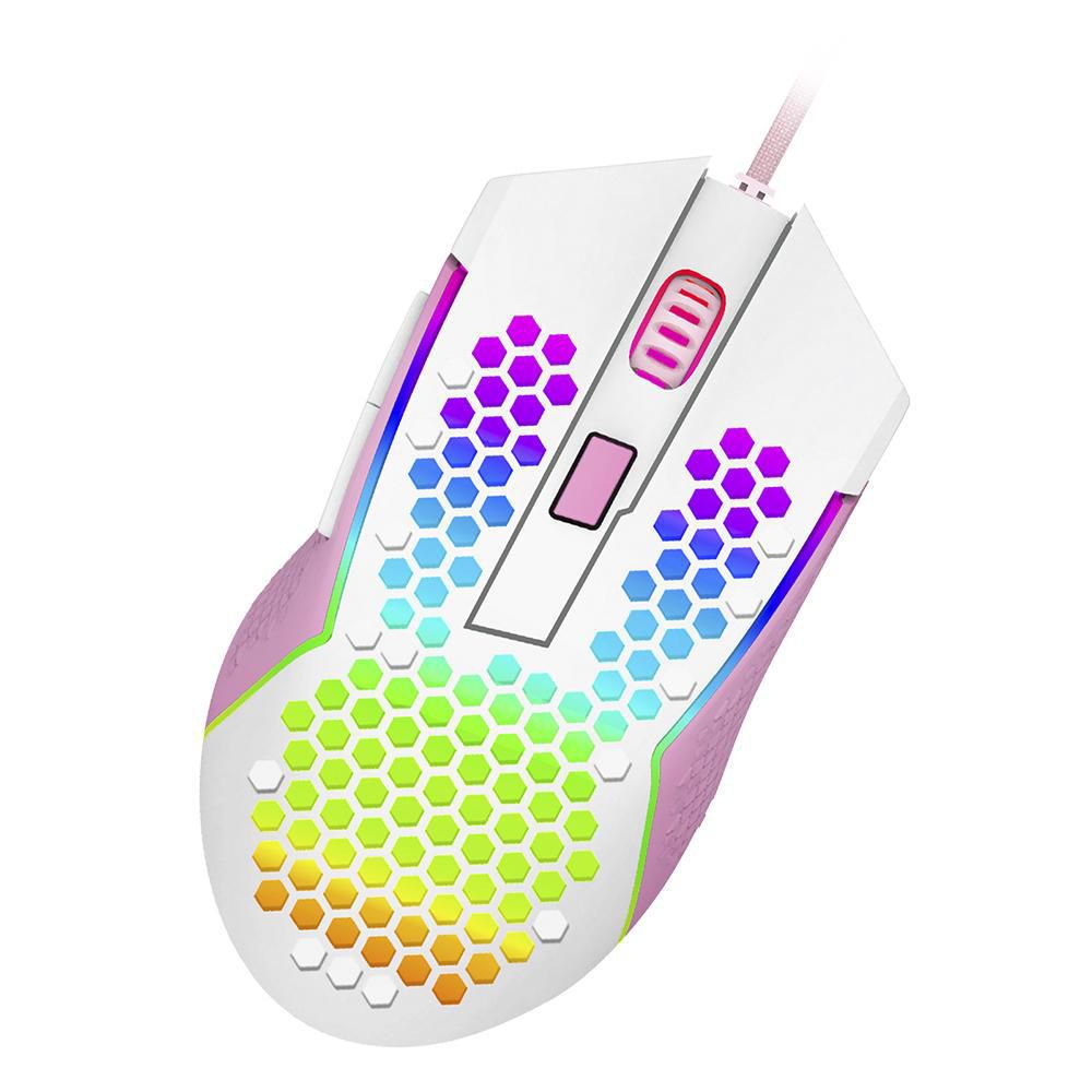 Detalhes de Mouse Redragon Reaping Elite RGB 3200 DPI Branco com Rosa