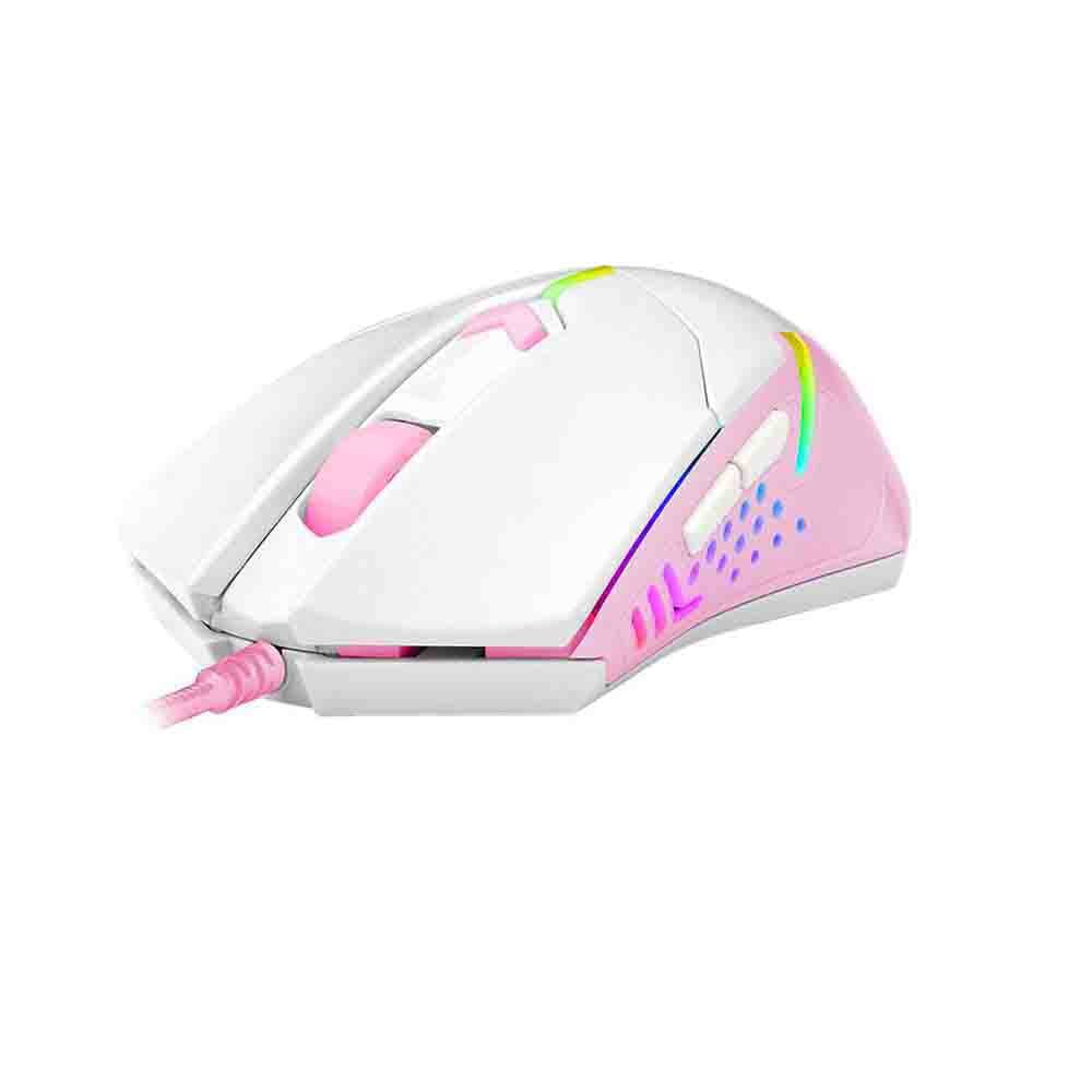 Detalhes de Mouse Gamer Centrophorus 2 RGB 7200 DPI Branco e Rosa M601WP