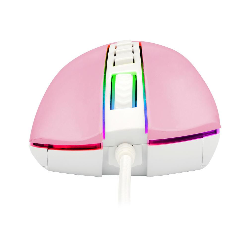 Detalhes de Mouse Gamer Redragon Cobra Rosa Com Branco RGB 12400dpi
