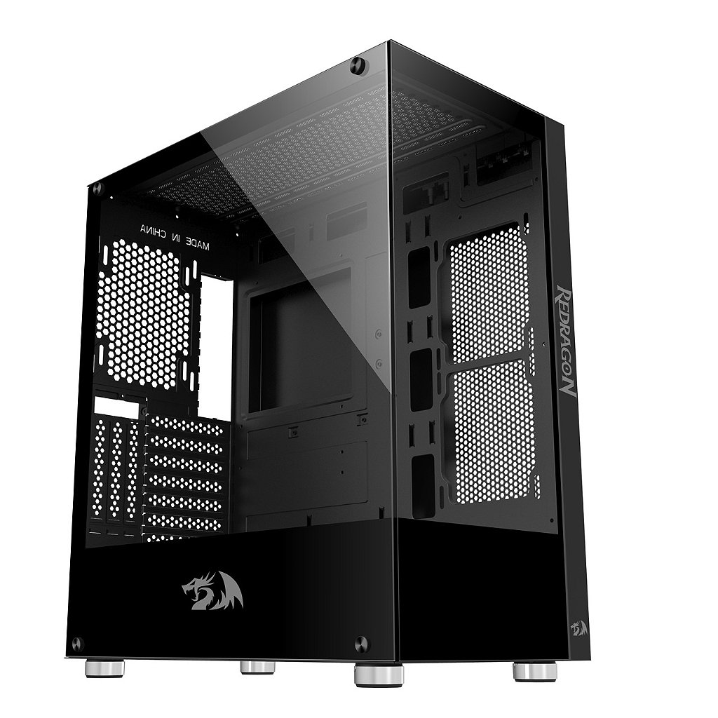 Gabinete Redragon Preto Mid Tower Reflect Lateral De Vidro