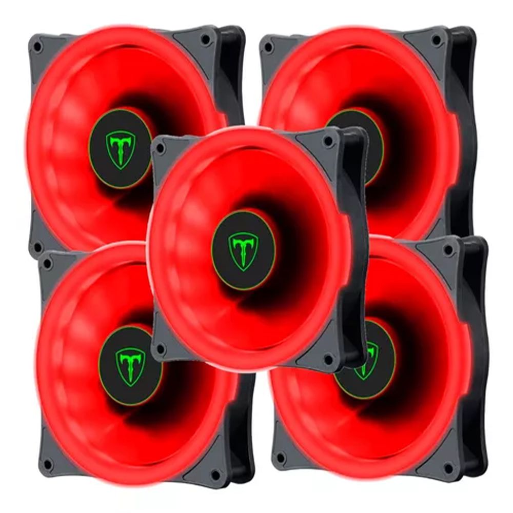 Kit 5 Cooler Vermelho 120mm Gamer TGF-200R Ring De Led Red