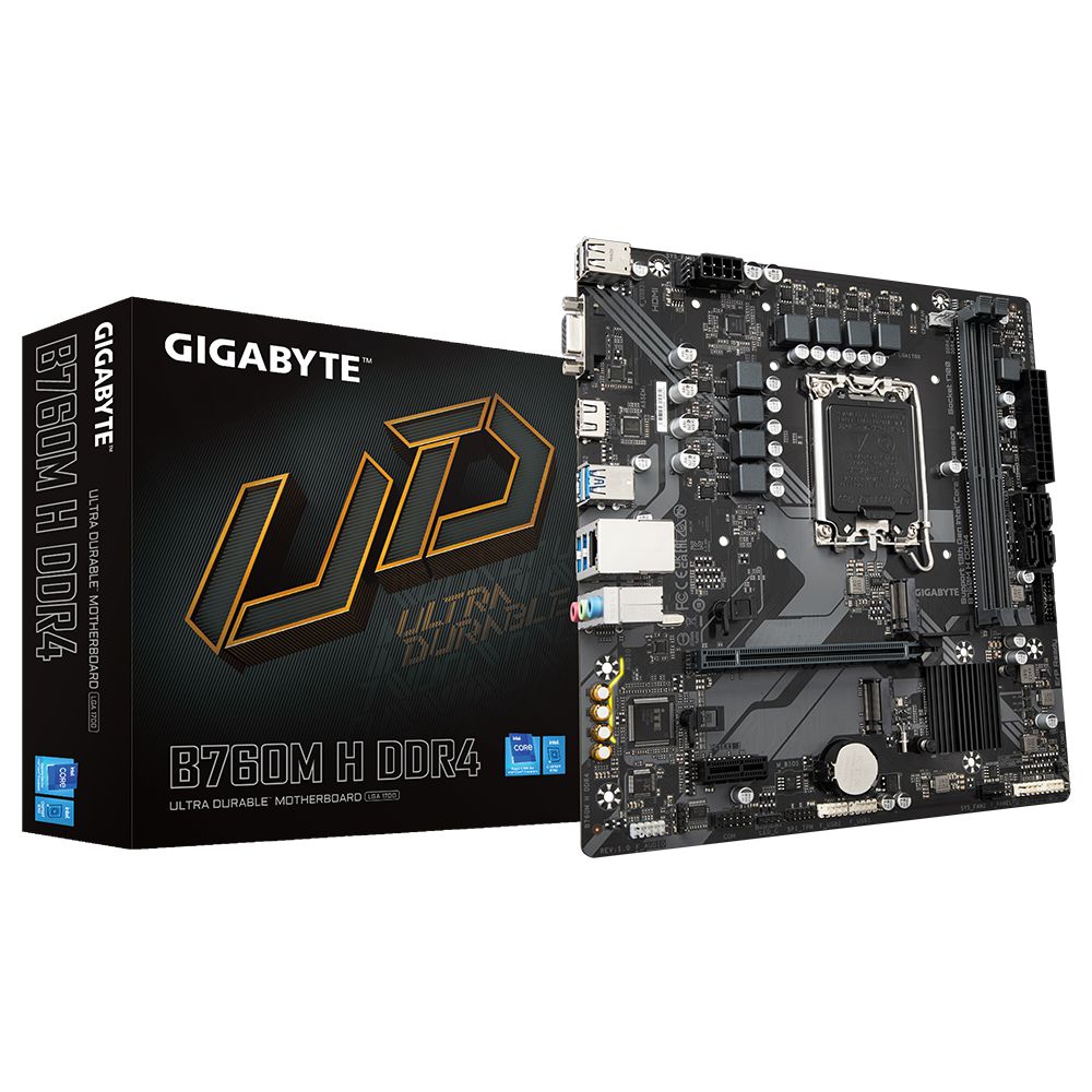 Placa Mãe Gigabyte B760M H DDR4 Intel LGA1700 Micro ATX