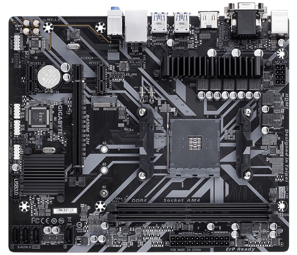 Detalhes de Placa Mãe Gigabyte B450M S2H Chipset B450 AMD AM4 mATX DDR4 