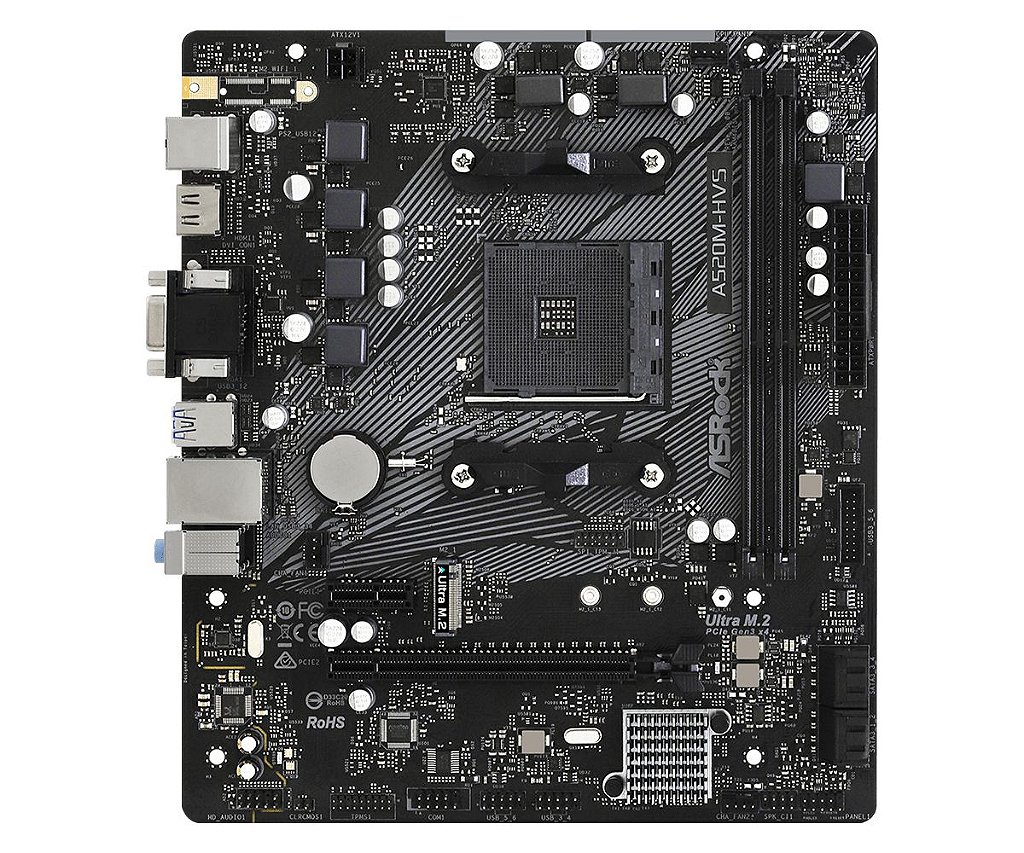 Detalhes de Placa Mãe ASRock A520M-HVS DDR4 AMD AM4 Micro ATX A520