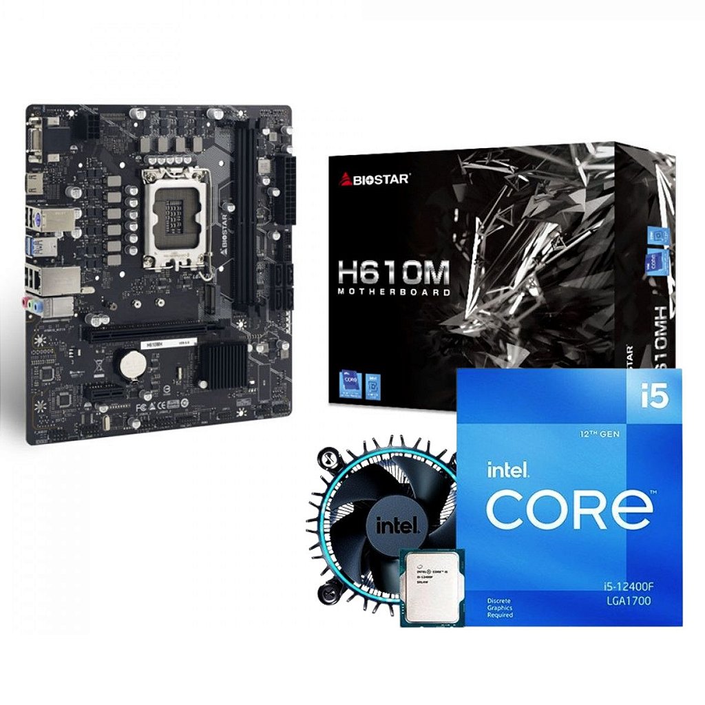  Kit Placa Mãe Biostar H610mh + Processador Intel I5 12400f