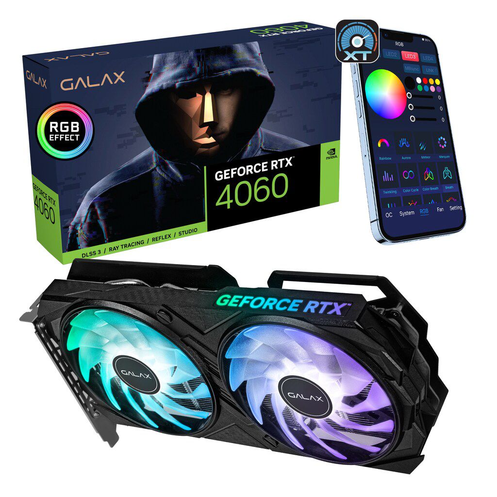 Placa de Vídeo RTX 4060 EX 1-Click OC Galax GeForce 8 GDDR6