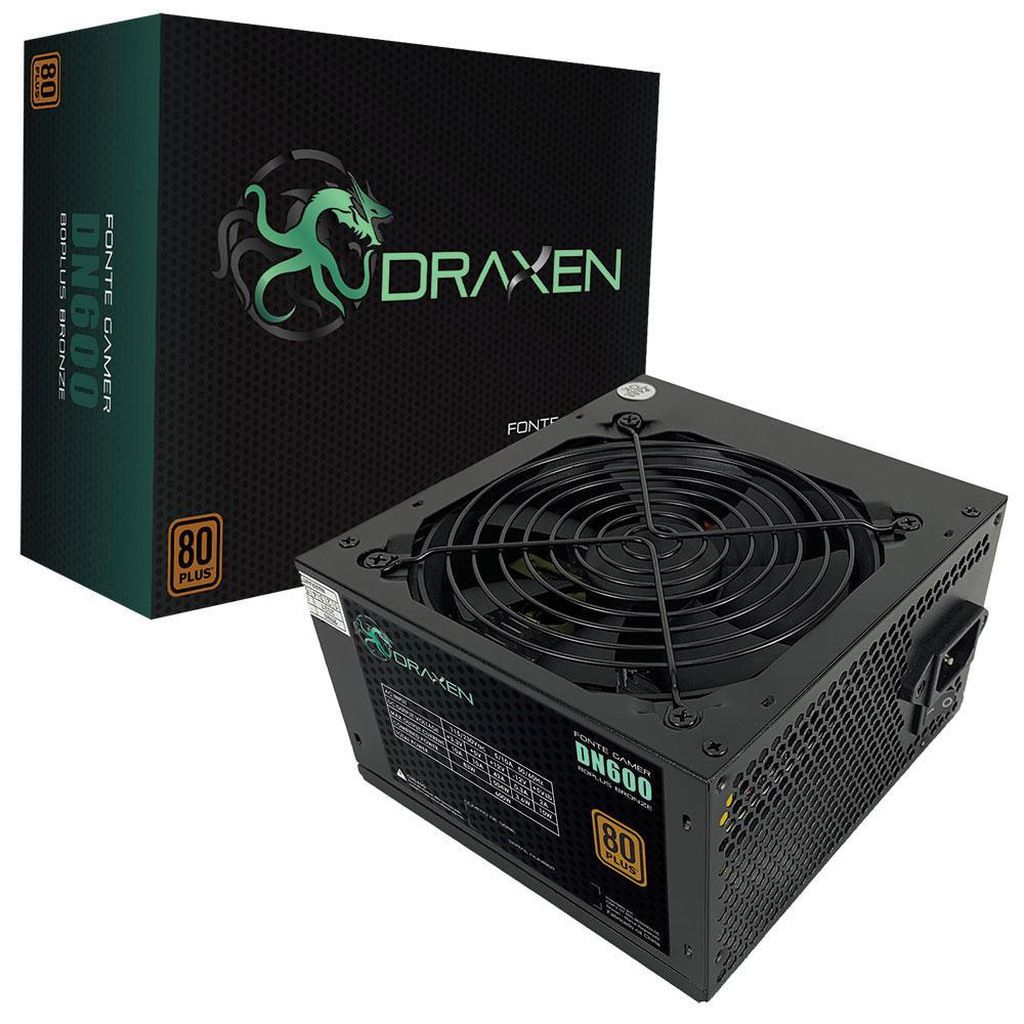 Fonte Gamer Draxen ATX 600W 80 Plus Bronze PFC Ativo DN600