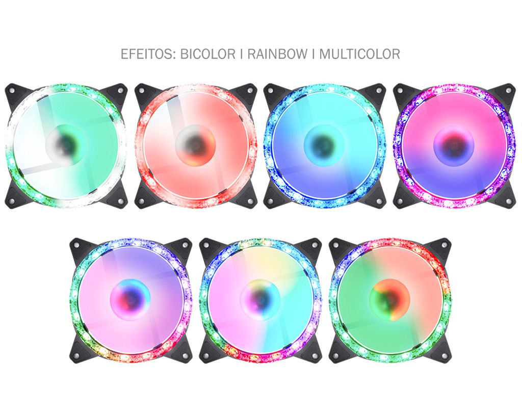 Detalhes de Kit K-Mex 3 Fans Cooler ARGB de 12 cm c/ Controladora - AABD