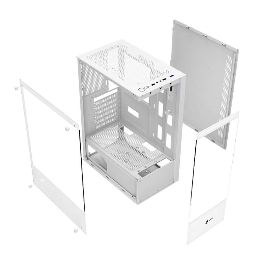Detalhes de Gabinete Gamer Hayom Branco ATX RGB Vidro C/ 3 FANS GB1793