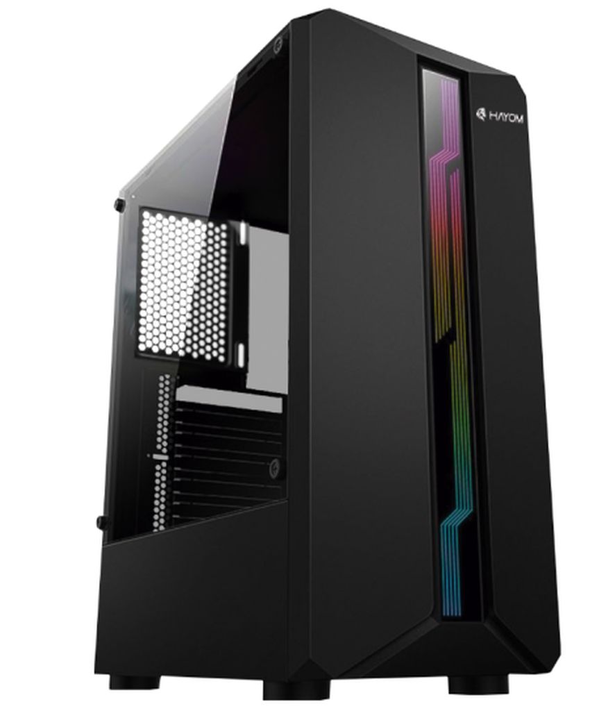 Gabinete Gamer c/ LED RGB Hayom GB1724 Preto Vidro Temperado
