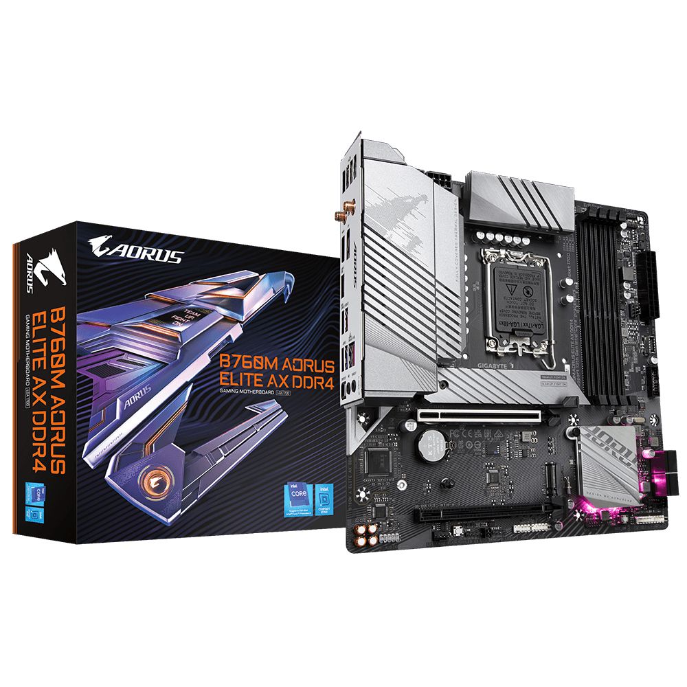 Placa Mãe Gigabyte B760M Aorus Elite AX DDR4 MATX LGA1700