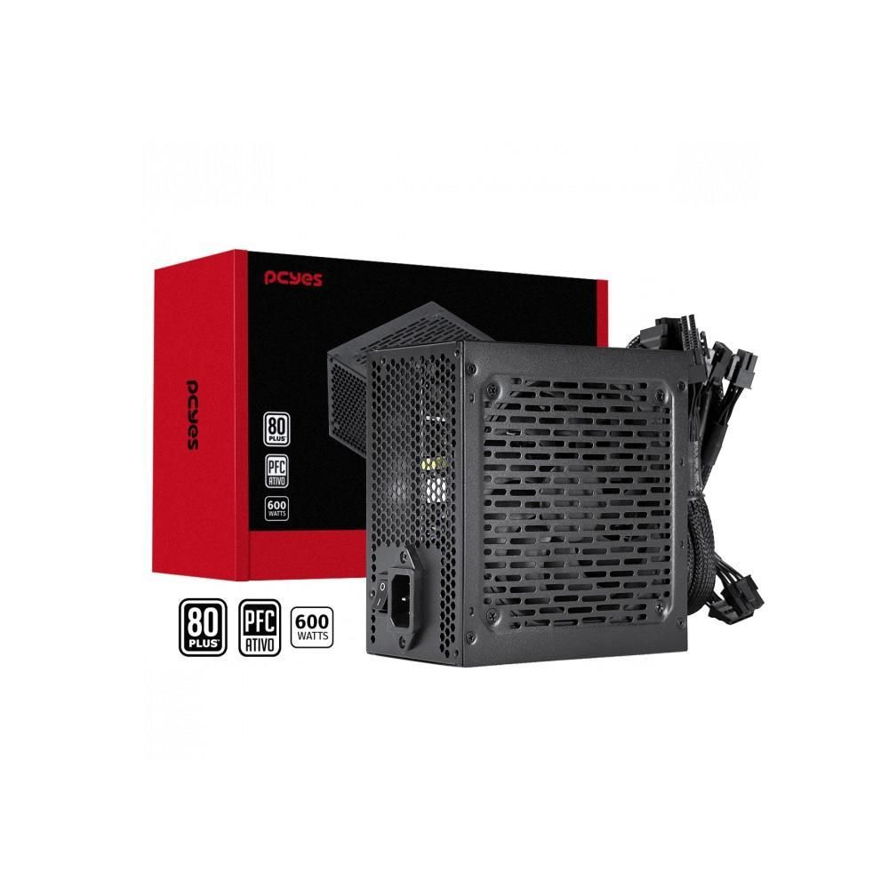 Conectores e detalhes da Fonte PCYes Shocker 600W