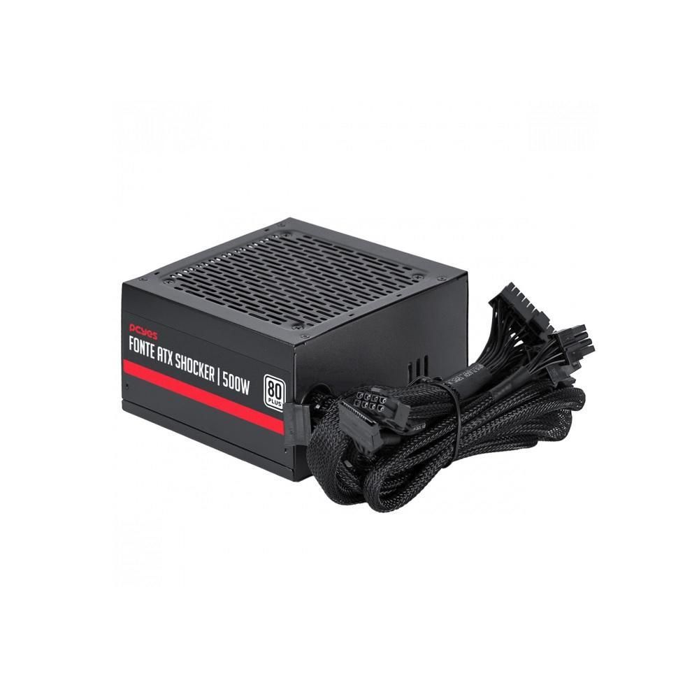 Fonte Gamer Pcyes Schocker 500W 80 Plus White PFC Ativo