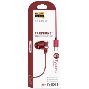 Fone De Ouvido USB Tipo C Vermelho com Microfone EV-8031