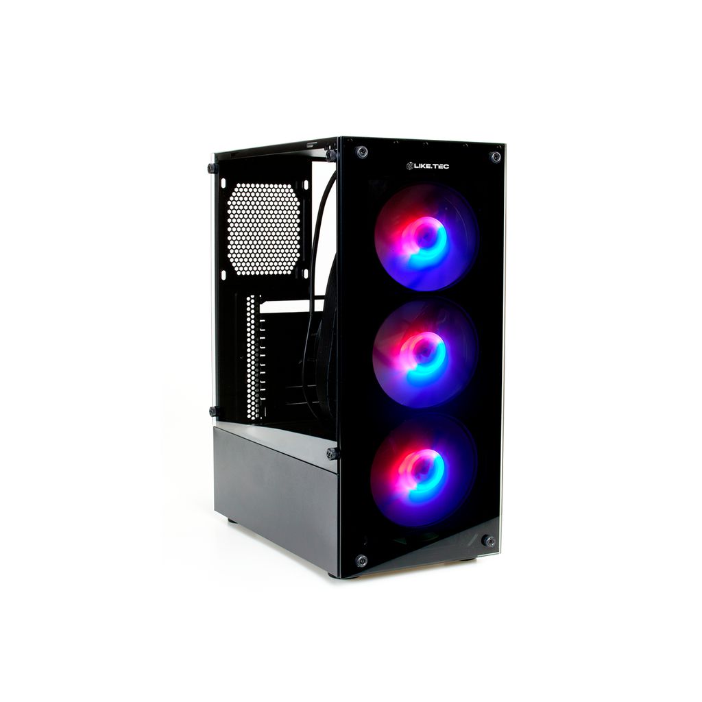 Detalhes de Gabinete Gamer Liketec Matrix Preto Com 3 Fans RGB Mid Tower