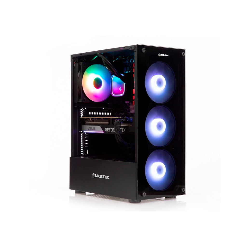 Gabinete Gamer Liketec Matrix Preto Com 3 Fans RGB Mid Tower