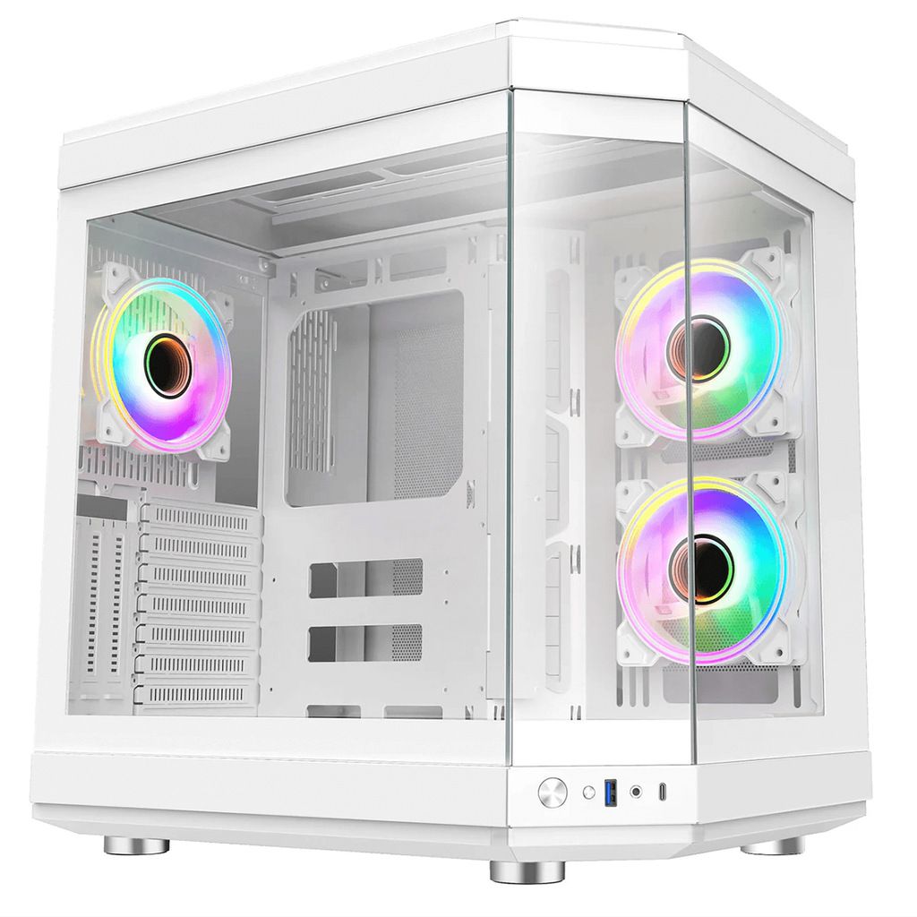 Gabinete Gamer Liketec Unreal Snow Lateral Vidro - Branco