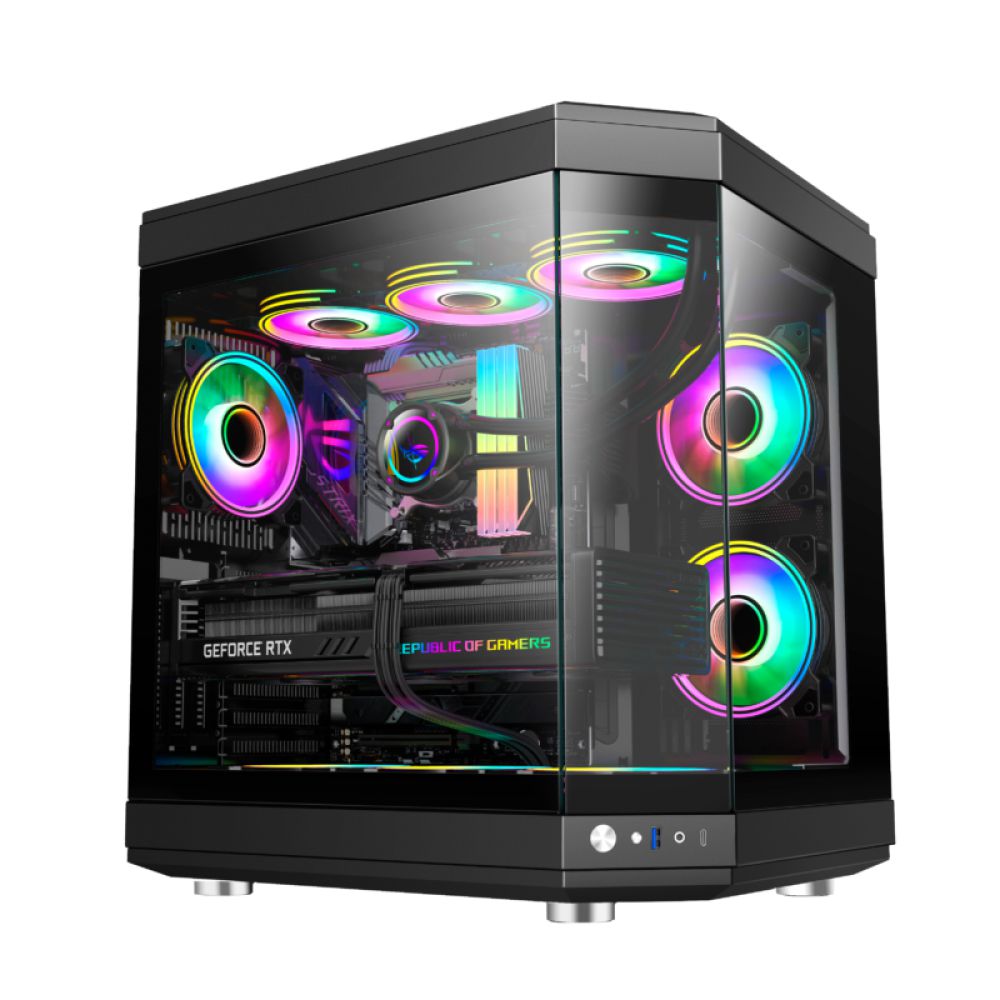 Gabinete Gamer Liketec Unreal Dark Lateral Vidro RGB - Preto