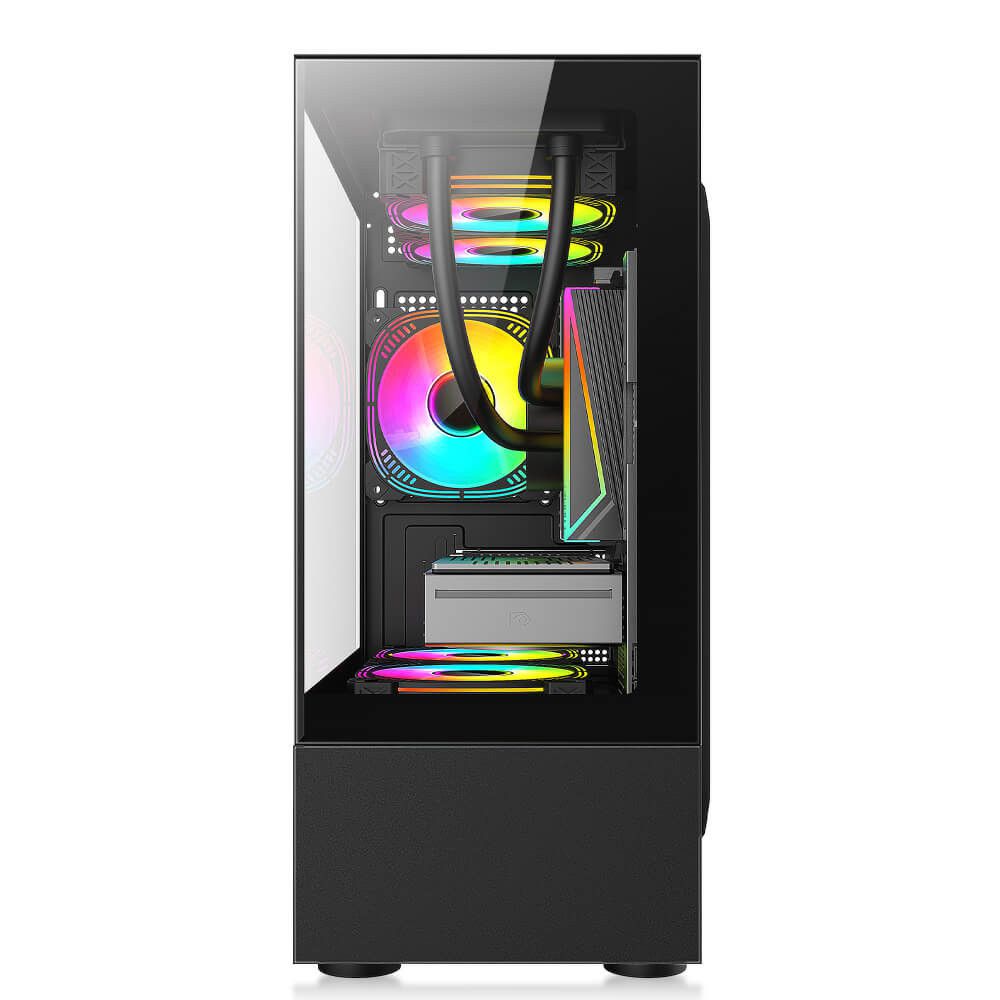 Detalhes de Gabinete Gamer Bluecase BG-053 Nuker Lateral de Vidro Preto 