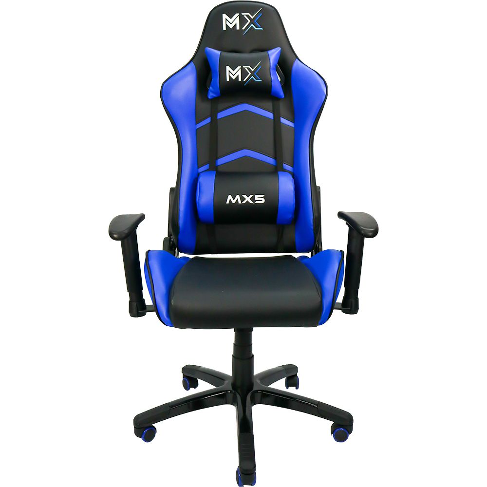 Cadeira Gamer Mx5 Giratoria Preto Azul Giratoria Confortavel