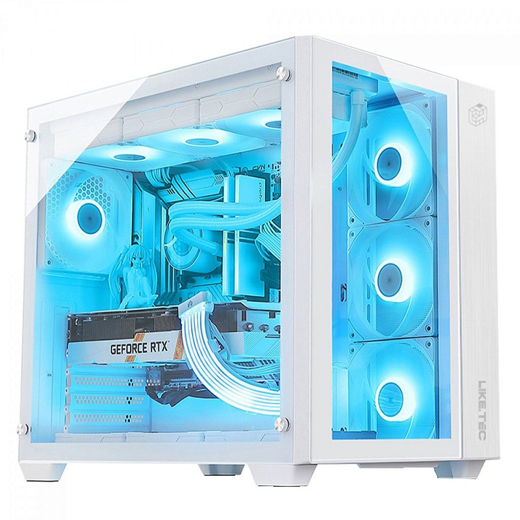 Gabinete Gamer LikeTec Zeus V2 Snow Sem Fans Cubo Design