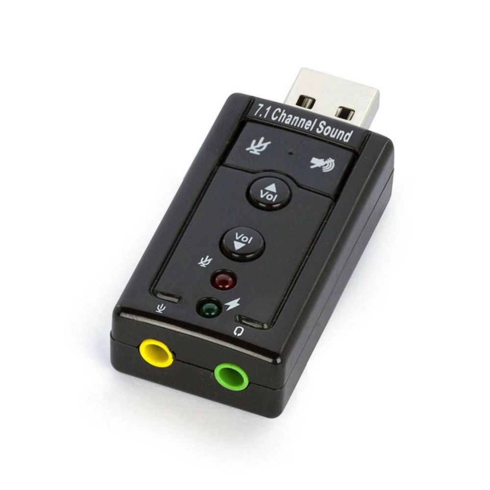 Adaptador De Som Usb 2.0 Externo Virtual 7.1 Canais Preto