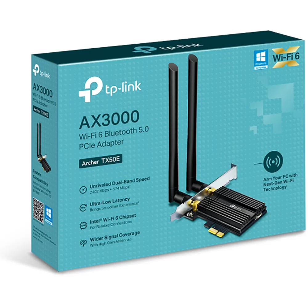 Detalhes de Adaptador TP-Link Pci Express Wi-fi 6 AX3000 Archer TX50E
