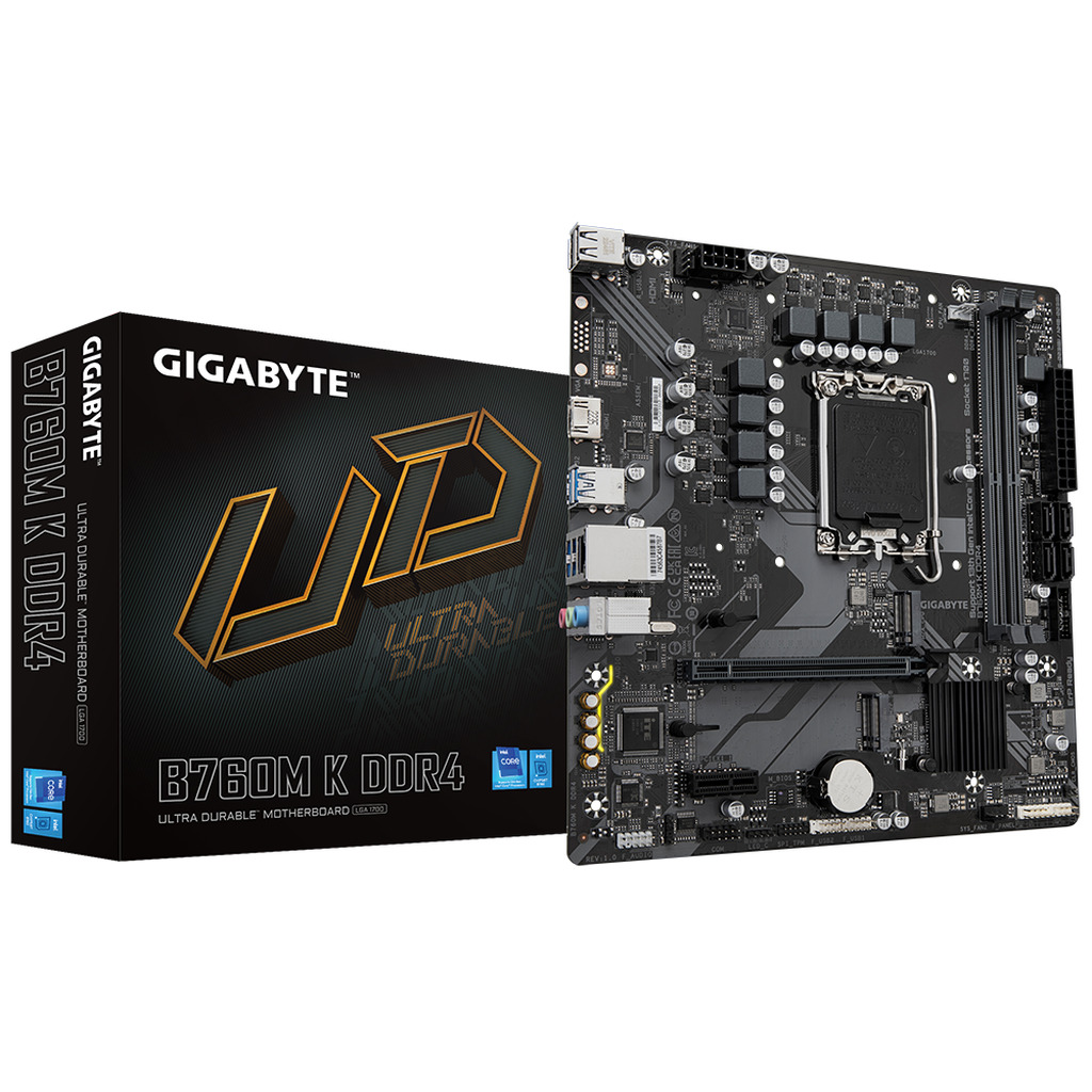 Placa Mãe Gigabyte B760M K Intel LGA1700 MATX DDR4 B760