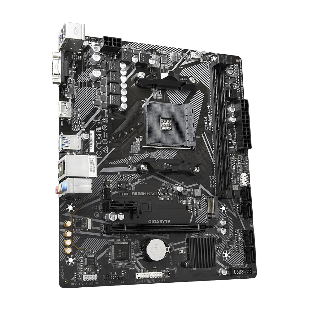 Detalhes de Placa Mãe Gigabyte A520M K V2 1.1 AMD AM4 Micro ATX DDR4
