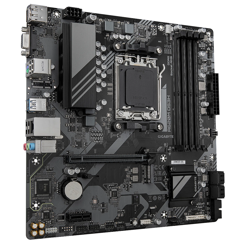 Detalhes de Placa Mãe Gigabyte A620M DS3H 1.1 AMD AM5 Micro ATX DDR5