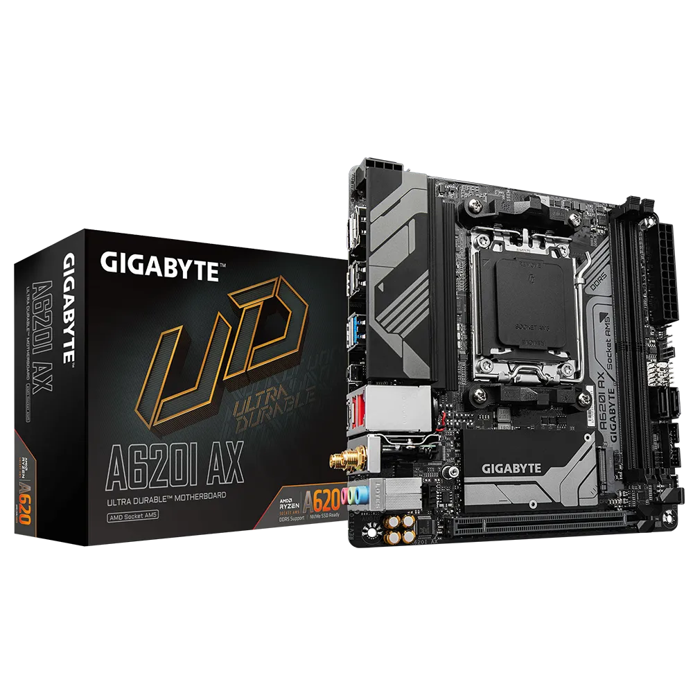 Placa Mãe Gigabyte A620I AX Wifi AMD AM5 Mini ITX DDR5