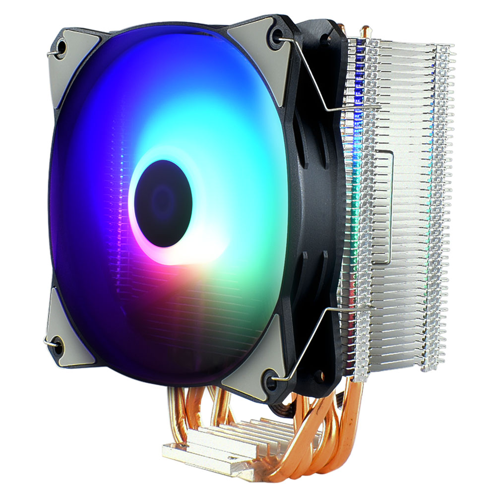 Detalhes de Air Cooler Gamer Evus Rainbow Led RGB Preto CP-130
