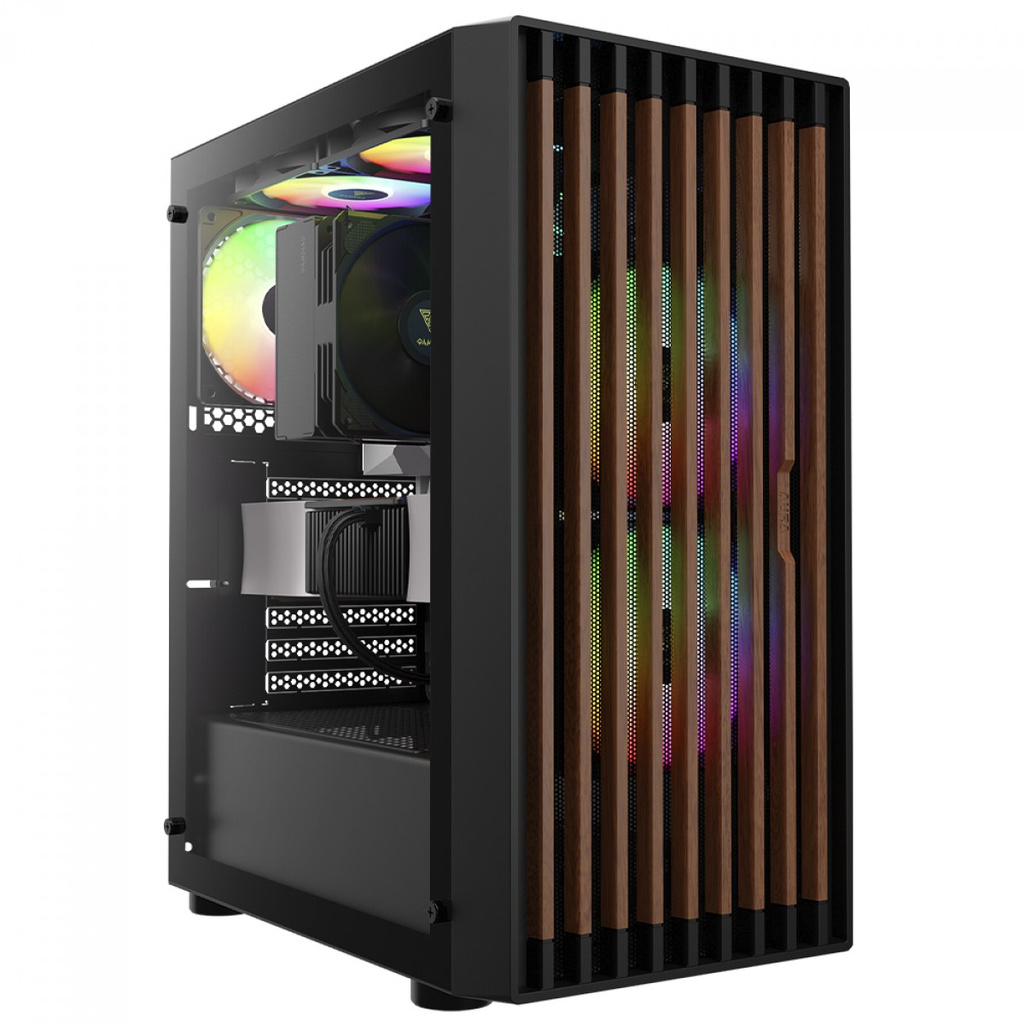  Gabinete Gamer Gamdias Aura GC4 3 Fans RGB ATX Preto Marrom