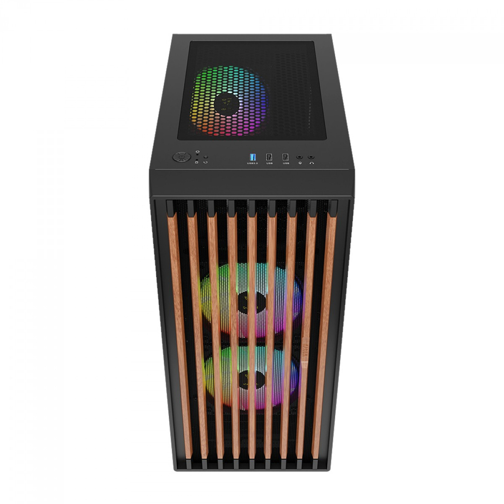 Detalhes de  Gabinete Gamer Gamdias Aura GC4 3 Fans RGB ATX Preto Marrom