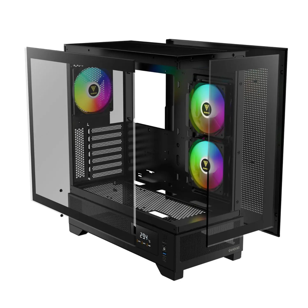 Detalhes de Gabinete Gamer Gamdias Atlas M1 Com 3 Fans RGB ATX Preto