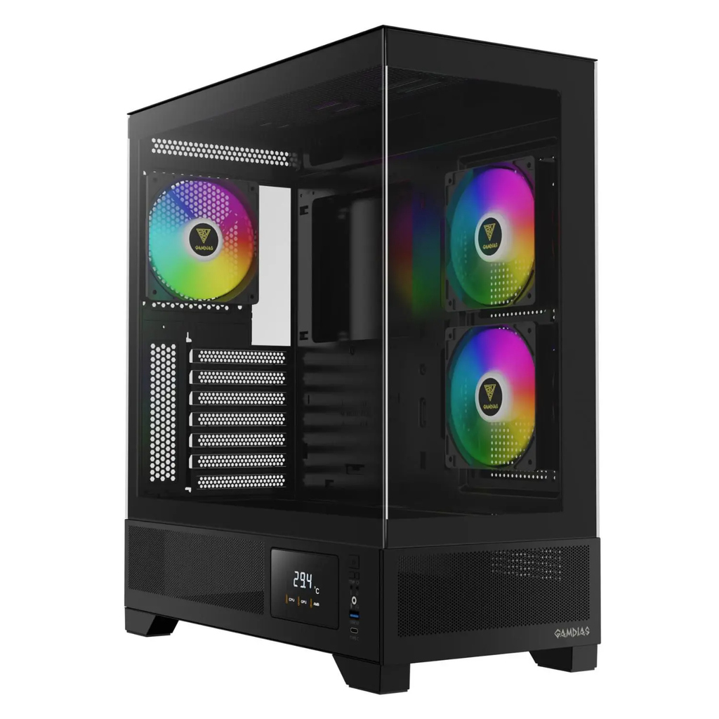 Gabinete Gamer Gamdias Atlas M1 Com 3 Fans RGB ATX Preto