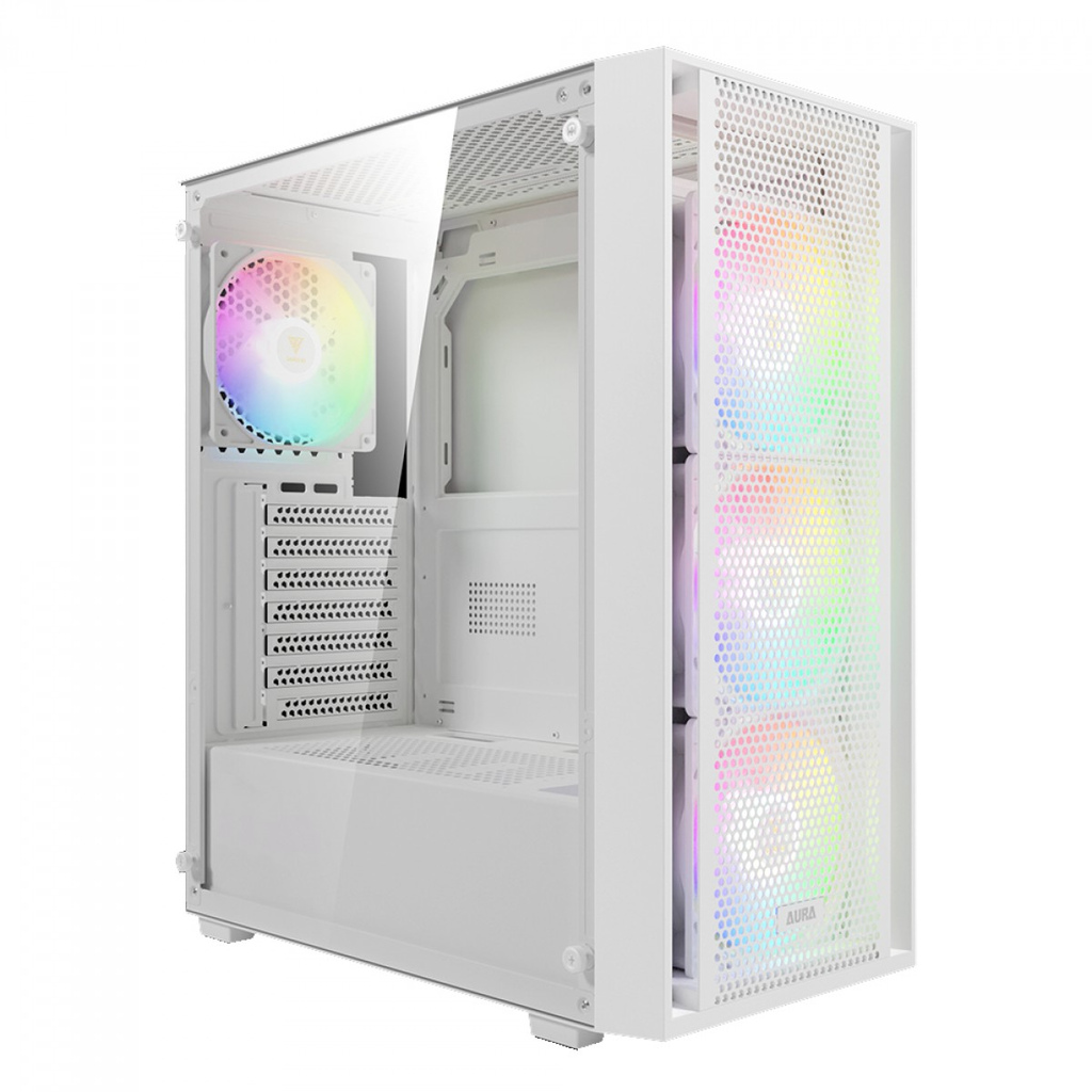 Detalhes de Gabinete Gamer Gamdias Aura GC2 Elite 3 Fans RGB ATX Branco