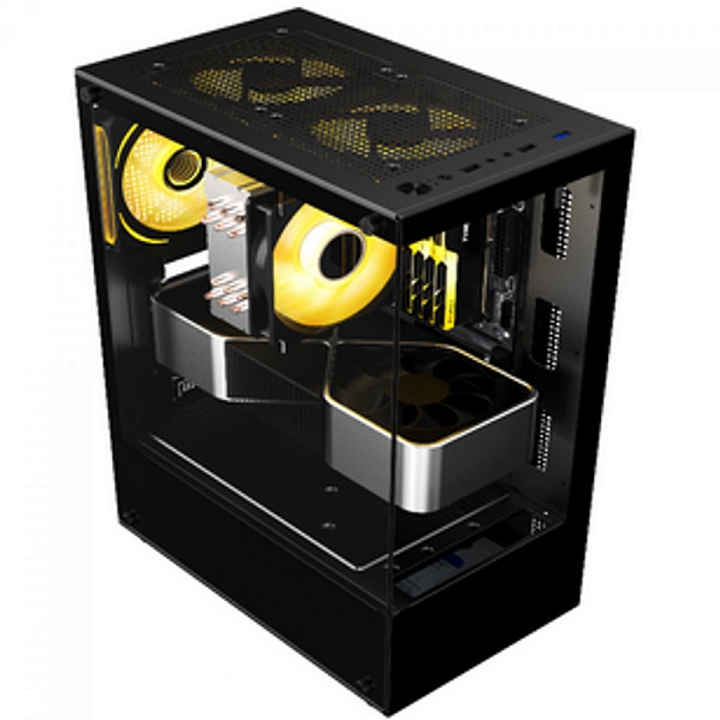 Detalhes de Gabinete Gamer Liketec Heydar Preto Mid Tower M-atx Vidro