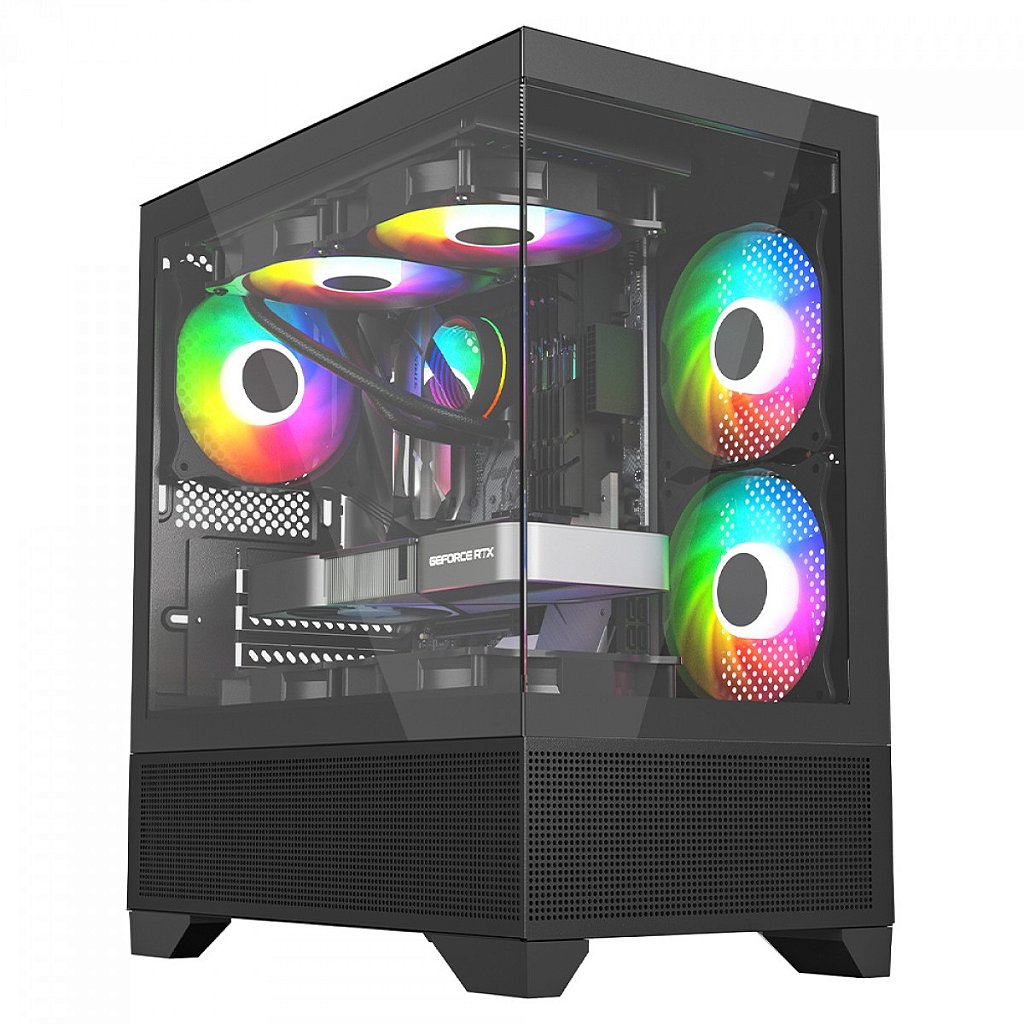 Gabinete Gamer Liketec Opera Preto Mid Tower M-ATX Vidro