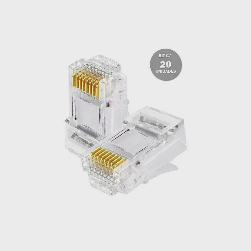 Kit 20x Conector Modular Rj45 Hayom Cat5e Para Cabo De Rede Lan