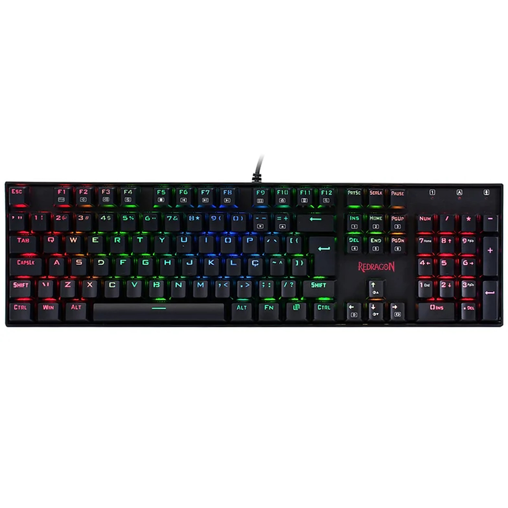 Teclado Mecânico Gamer Redragon Mitra Preto RGB Switch Red