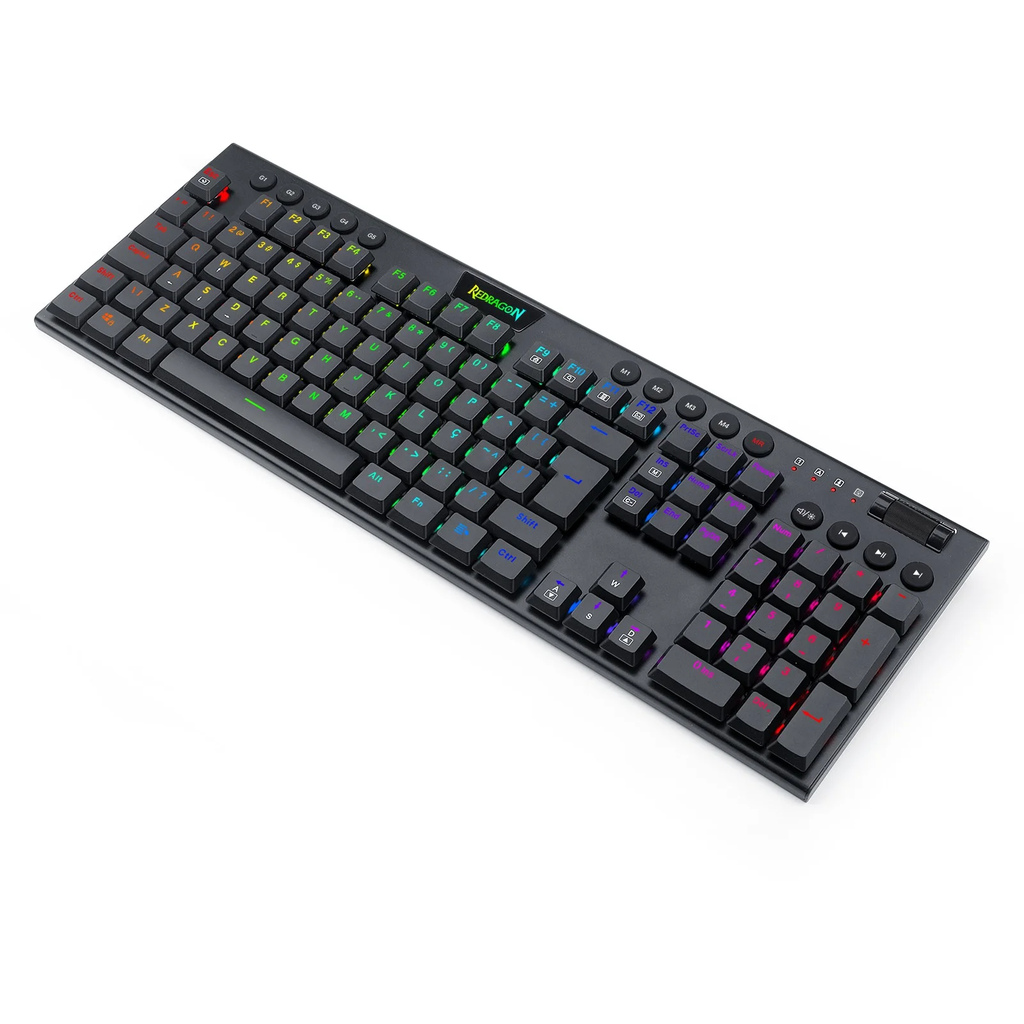 Detalhes de Teclado Mecânico Game Redragon Horus Preto RGB Switch Marrom