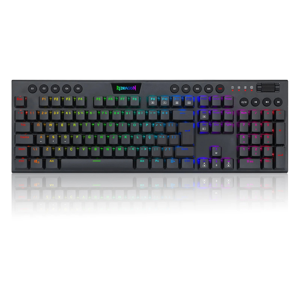 Teclado Mecânico Game Redragon Horus Preto RGB Switch Marrom