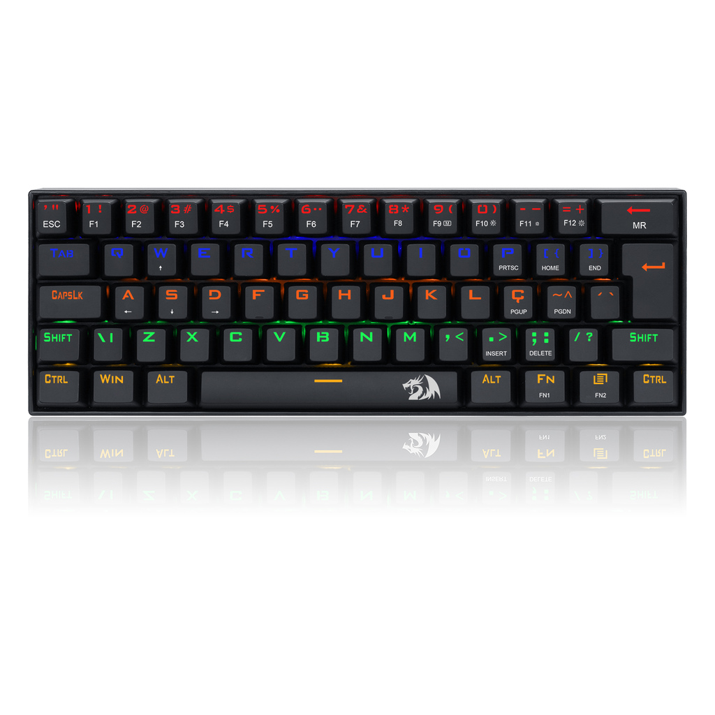  Teclado Mecânico Redragon Lakshmi Preto RGB Switch Marrom