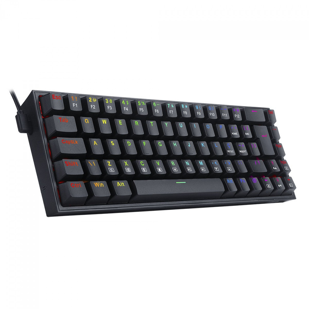 Teclado Mecânico Gamer Redragon Castor Preto RGB Switch Azul