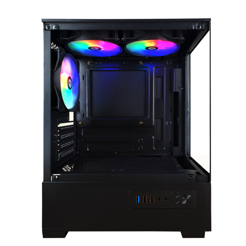 Detalhes de Gabinete Gamer Hayom Preto ATX RGB Vidro C/ 3 FANS GB1794